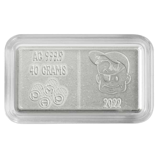 2022 40 gram PAMP Suisse Bazooka Joe Bubble Gum Silver Wafer - 75th Ann (w/Box & COA)