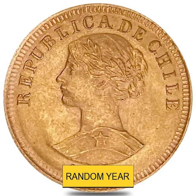Chile Gold 50 Pesos AU/BU AGW .2943 oz (Random Year, 1926-1974)