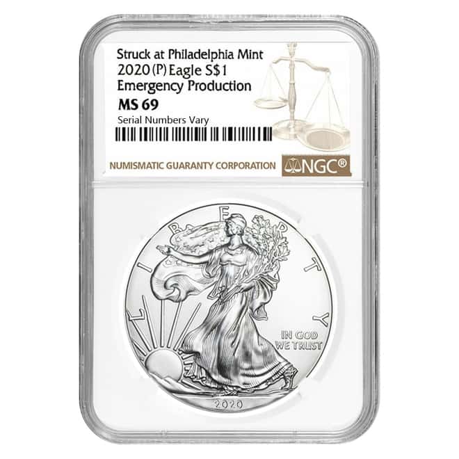 2020 (P) 1 oz Silver American Eagle NGC MS 69 Emergency Production