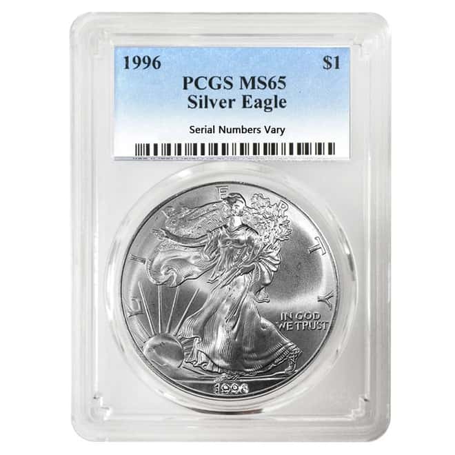 1996 1 oz Silver American Eagle $1 Coin PCGS MS 65