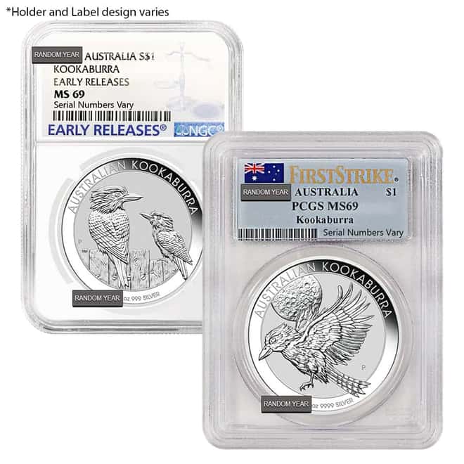 1 oz Silver Australian Kookaburra NGC/PCGS MS 69 (Random Year)