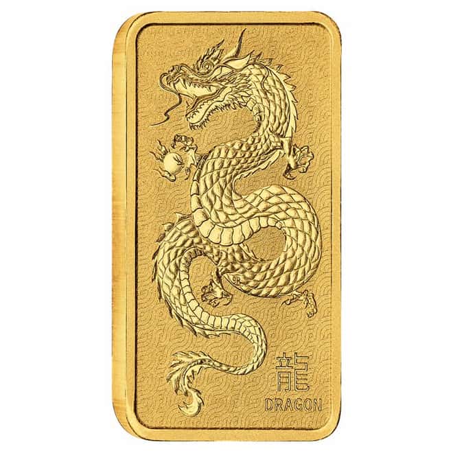 Lot of 25 - 1 oz Perth Mint Lunar Year of the Dragon Gold Bar .9999 Fine (in Assay)