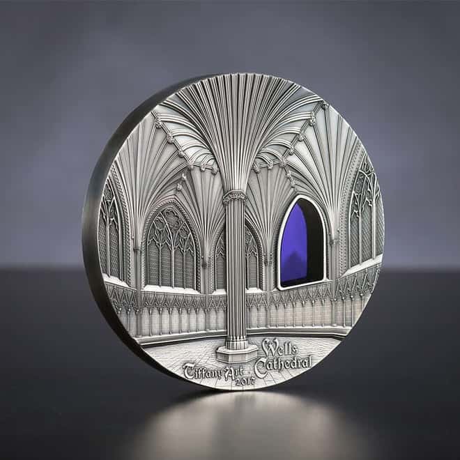2017 Palau 1 Kilo Silver Tiffany Art Wells Cathedral Coin .999 Fine (w/Box)
