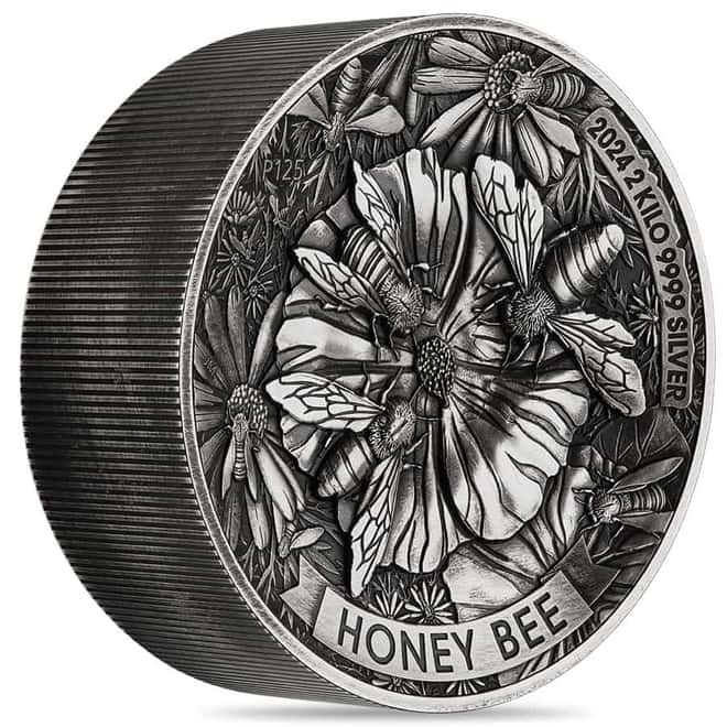 2024 2 Kilo Honey Bee Antiqued Silver Coin Australian Perth Mint