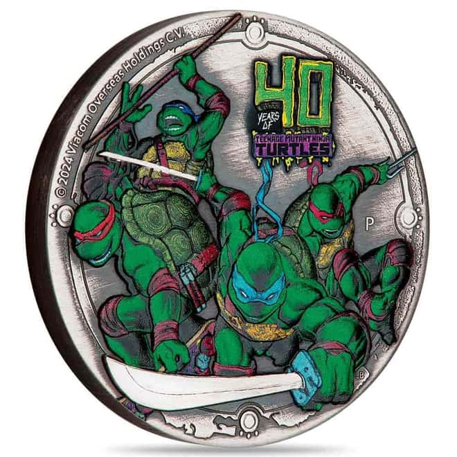 2024 2 oz Tuvalu Teenage Mutant Ninja Turtles™ 40th Ann. Antiqued Silver Coin