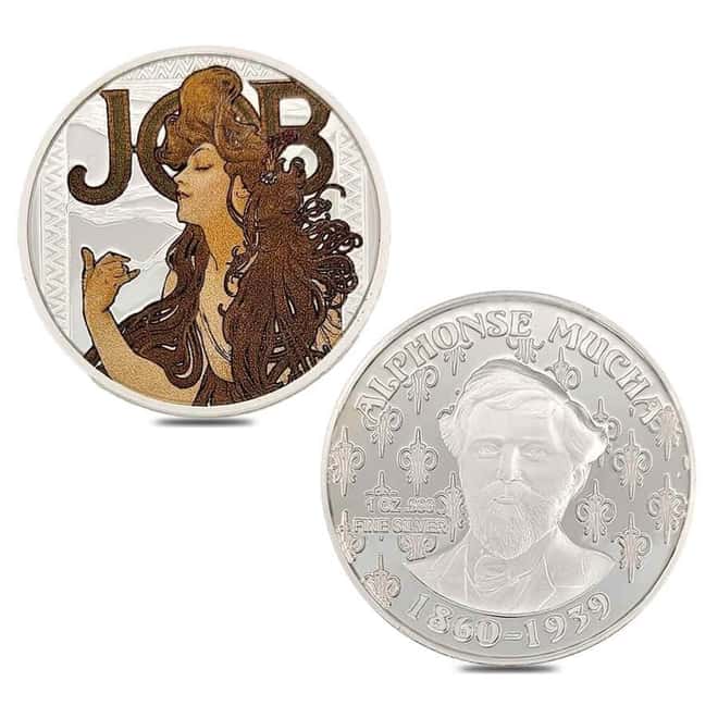 6 oz Alphonse Mucha Colorized Silver 6-Round Set .999 Fine