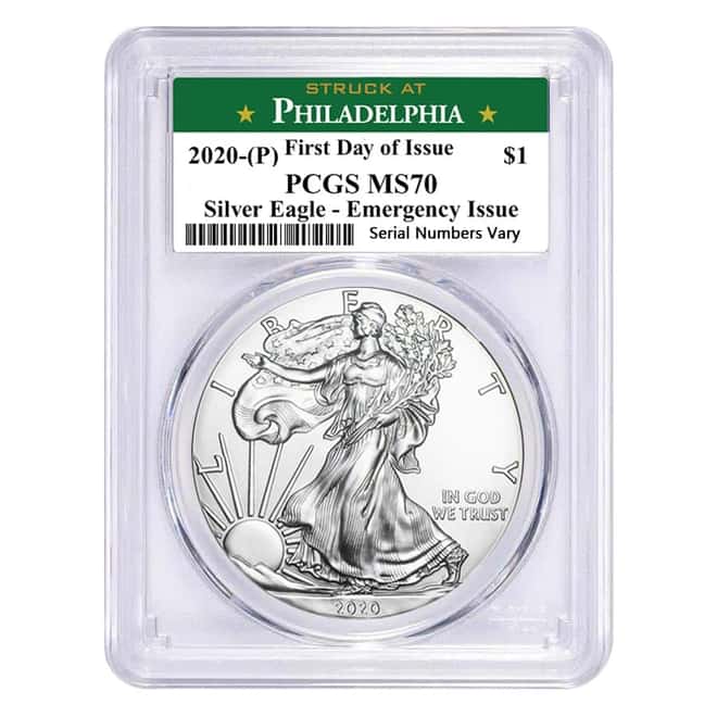 Lot of 20 - 2020 (P) 1 oz Silver American Eagle PCGS MS 70 FDOI (Philadelphia) Emergency Issue