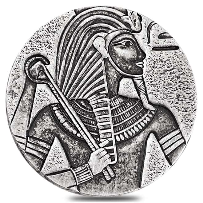 2016 5 oz Republic of Chad 3000 Francs Silver King Tut Coin - Egyptian Relic Series w/Box