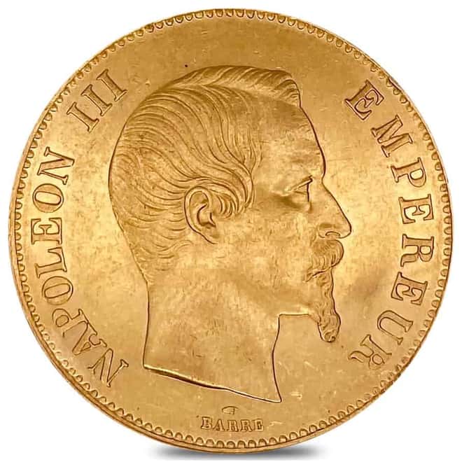 France 100 Francs Napoleon III Gold Coin AGW .9334 oz Avg Circ (Random Year, 1855-1859)