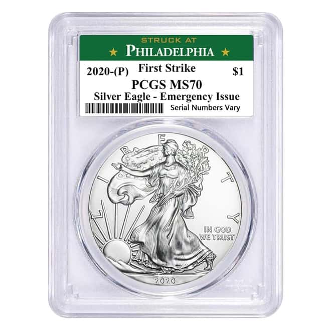 2020 (P) 1 oz Silver American Eagle PCGS MS 70 FS (Philadelphia) Emergency Issue