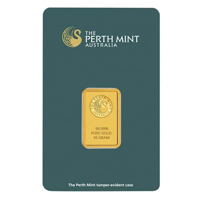 10 gram Perth Mint Gold Bar .9999 Fine (In Assay)