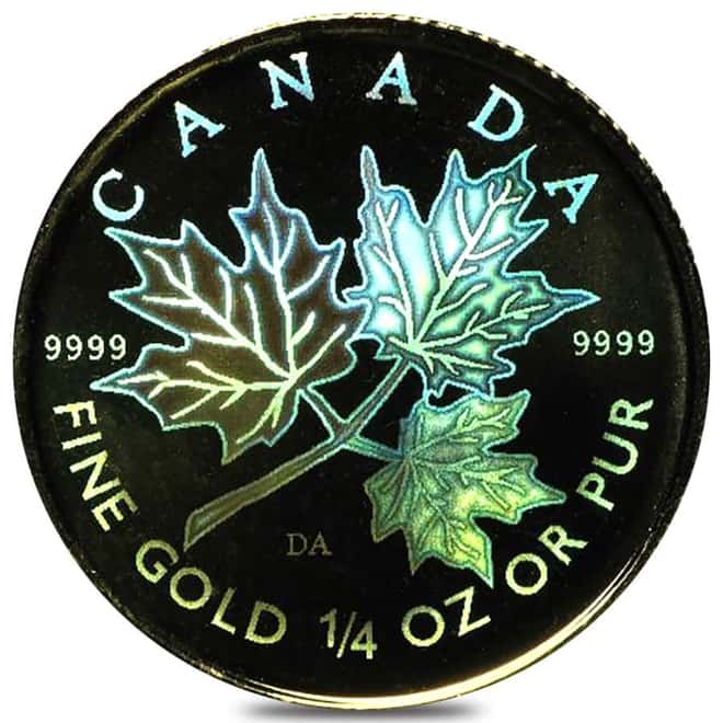 2001 1/4 oz Canadian Gold Maple Leaf $10 Hologram Coin