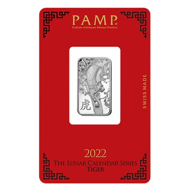 10 gram PAMP Suisse Year of the Tiger Silver Bar (In Assay)