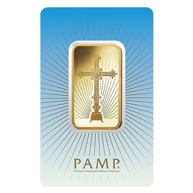 Box of 25 - 1 oz PAMP Suisse Gold Bar - Romanesque Cross (in Assay) .9999 Fine