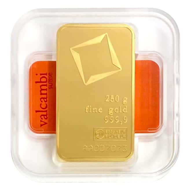 250 gram Gold Bar Valcambi Suisse .9999 Fine (In Assay)