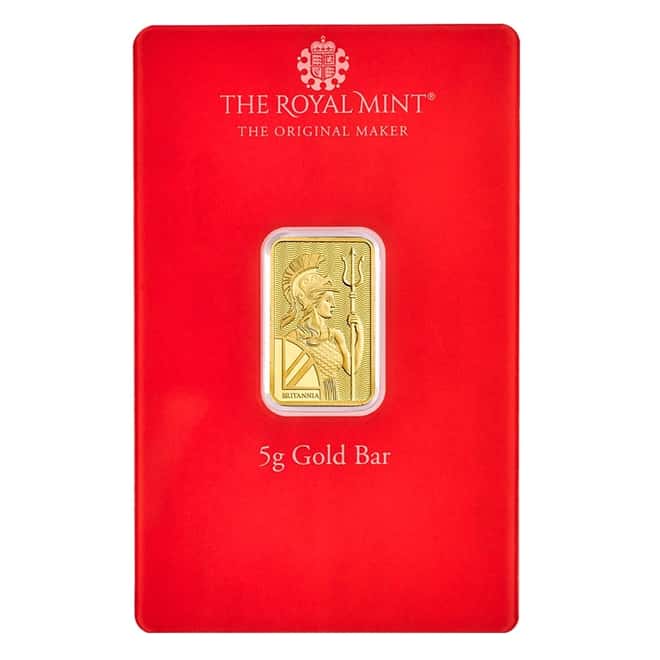 5 gram Britannia Gold Bar Henna Design .9999 Fine (In Assay)