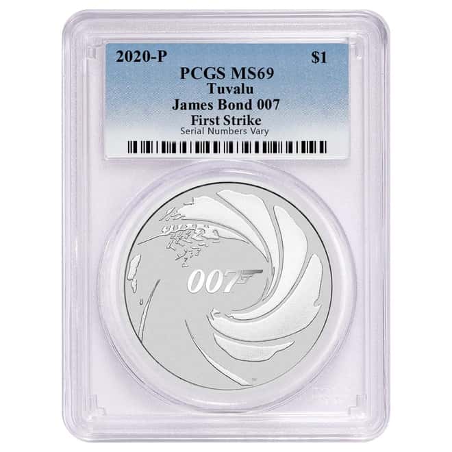 2020 1 oz Tuvalu James Bond 007 Silver Coin PCGS MS 69 First Strike