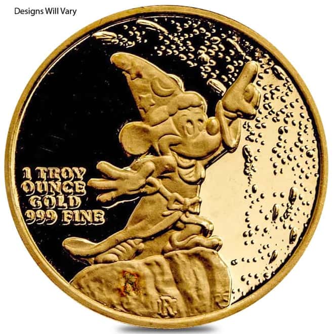 1 oz Rarities Mint Proof Disney Gold Round Scruffy (Random Design)