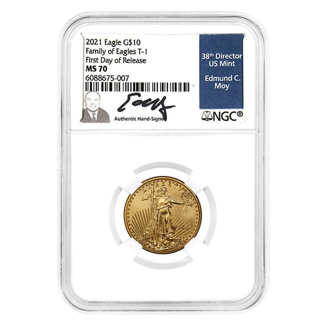 2021 1/4 oz Gold American Eagle Type 1 NGC MS 70 FDOI (Moy)