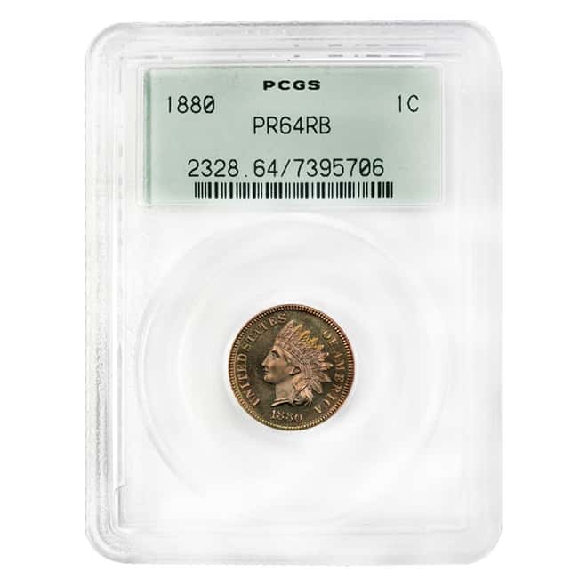 1880 Proof Indian Head Cent PCGS PF 64 RB