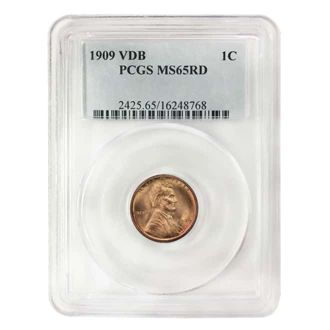 1909 VDB Lincoln Wheat Penny PCGS MS 65 RD