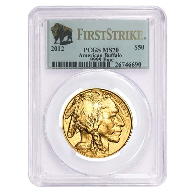 2012 1 oz $50 Gold American Buffalo PCGS MS 70 First Strike