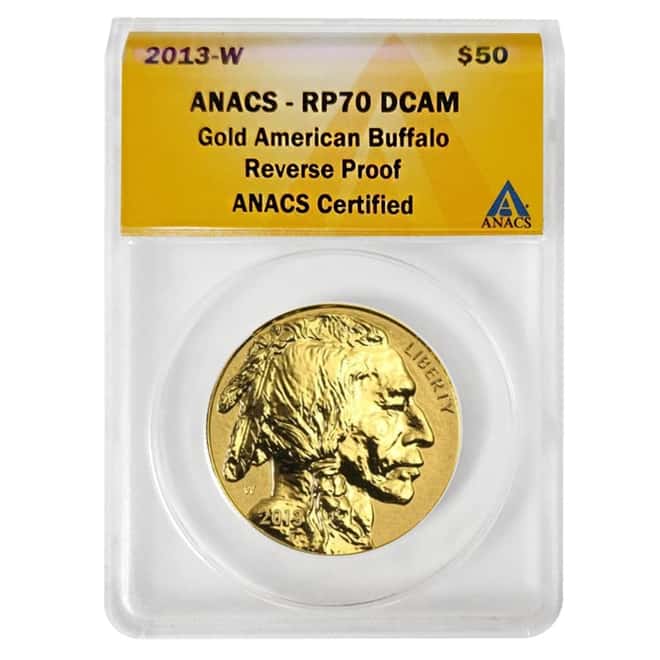 2013 W 1 oz $50 Reverse Proof Gold American Buffalo ANACS PF 70 DCAM