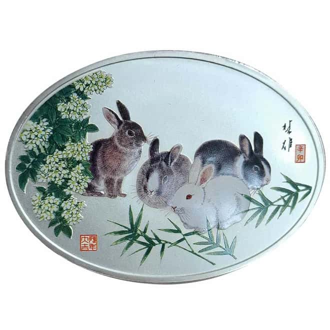 2011 1 oz Chinese Lunar Rabbit Silver Oval Medal .999 Fine