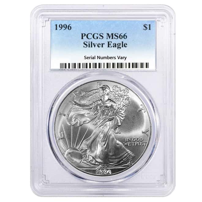 1996 1 oz Silver American Eagle $1 Coin PCGS MS 66