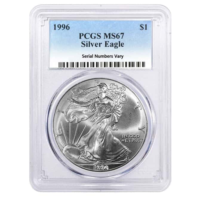 1996 1 oz Silver American Eagle $1 Coin PCGS MS 67