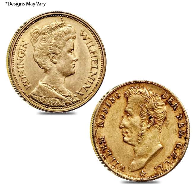 Netherlands 5 Guilder / Gulden Gold Coin AGW .0972 oz Avg Circ (Random Year)