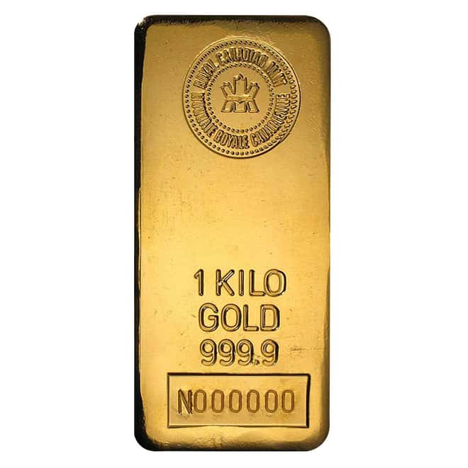 1 kilo Royal Canadian Mint RCM Gold Bar .9999 Fine