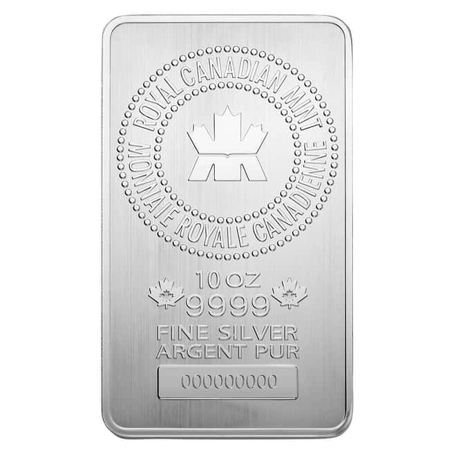 NO SEAL - 10 oz Royal Canadian Mint (RCM) .9999 Fine Silver Bar