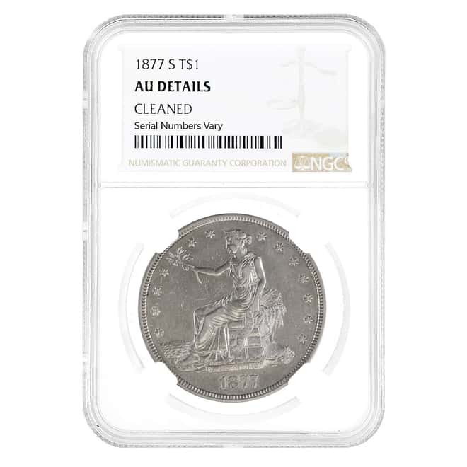 1877-S Silver Trade Dollar Coin NGC AU Details