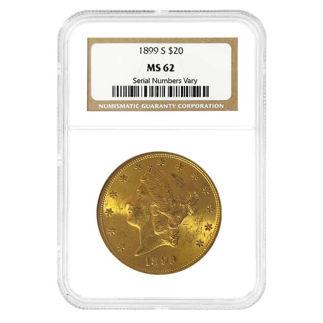 1899 S $20 Liberty Head Double Eagle Gold Coin NGC MS 62