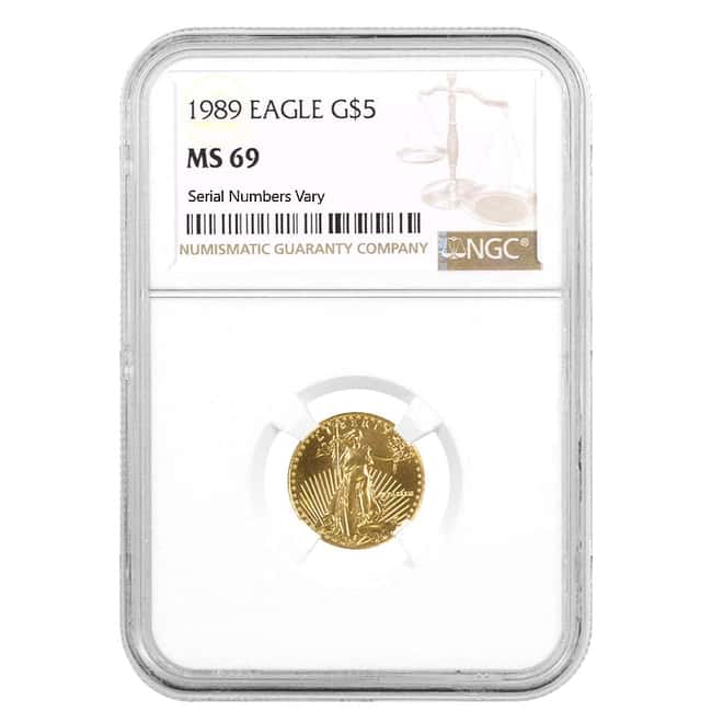 1989 1/10 oz $5 Gold American Eagle NGC MS 69