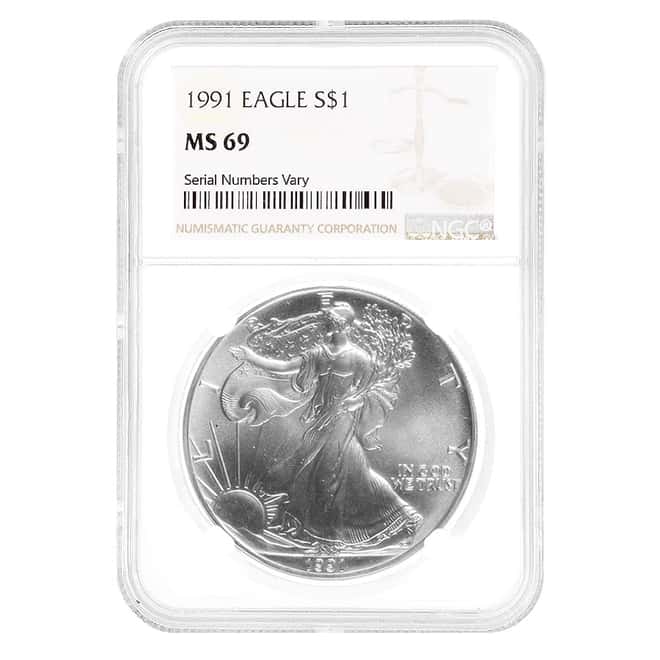 1991 1 oz Silver American Eagle $1 Coin NGC MS 69