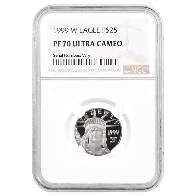 1999 W 1/4 oz $25 Platinum American Eagle Proof Coin NGC PF 70 UCAM