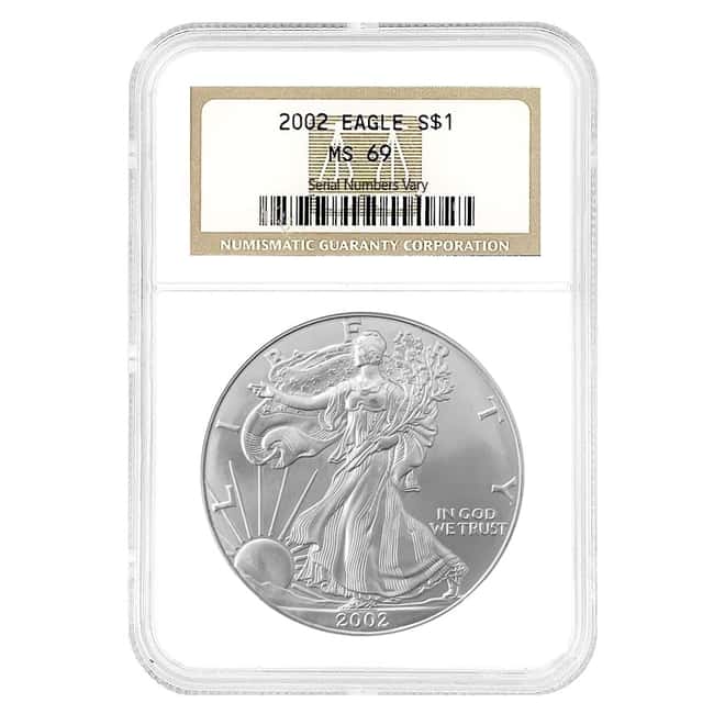 2002 1 oz Silver American Eagle $1 Coin NGC MS 69