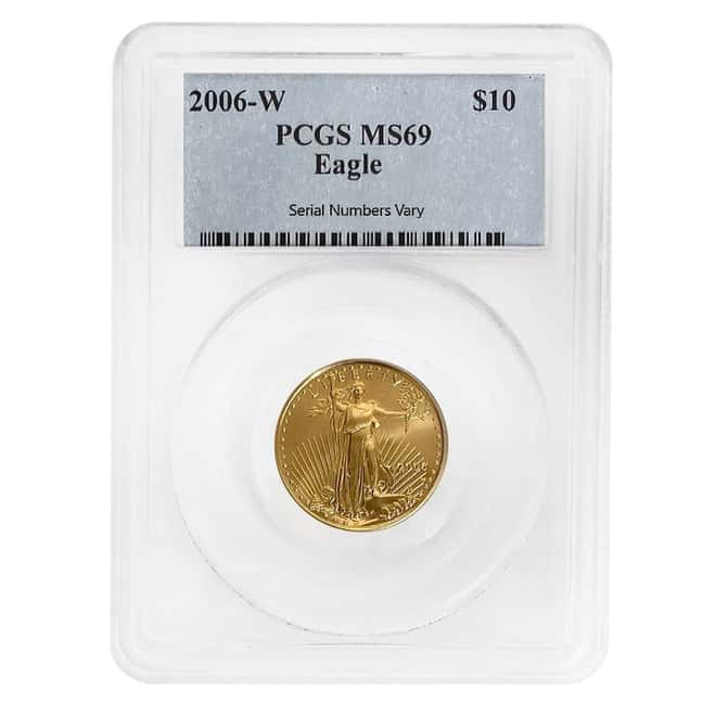 2006 W 1/4 oz $10 Burnished Gold American Eagle PCGS MS 69