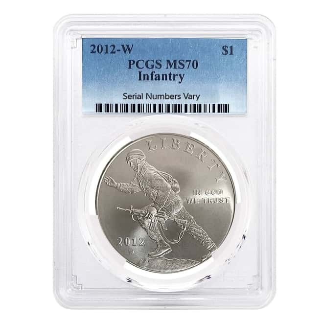 2012 W Infantry Soldier $1 Silver Dollar Commemorative PCGS MS 70