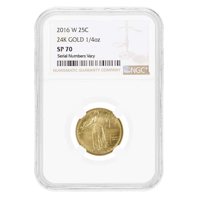 2016 1/4 oz Standing Liberty Quarter Centennial Gold Coin NGC SP 70