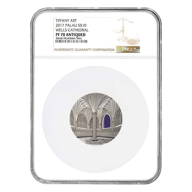 2017 Palau 2 oz Silver Tiffany Art Wells Cathedral Coin .999 Fine (In Cap)