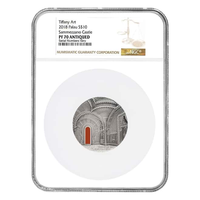 2018 Palau 2 oz Silver Tiffany Art Orientalism Coin NGC PF 70 Sammezzano Castle
