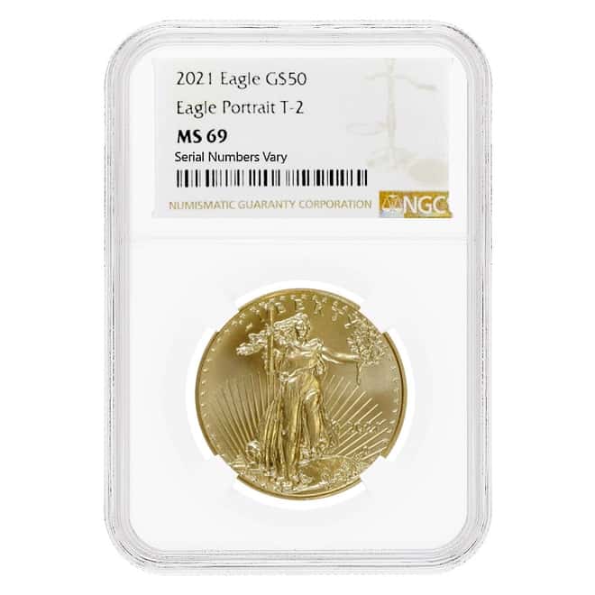 2021 1 oz Gold American Eagle Type 2 NGC MS 69