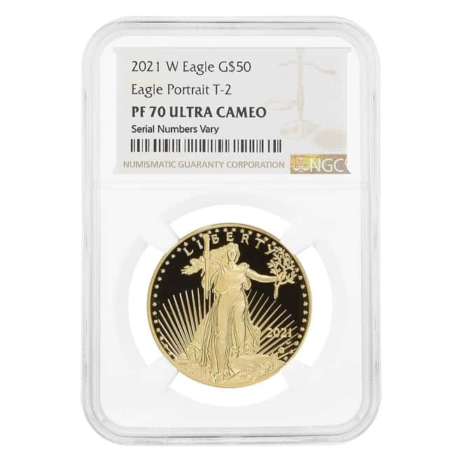2021-W 1 oz $50 Proof Gold American Eagle Type 2 NGC PF 70 UCAM