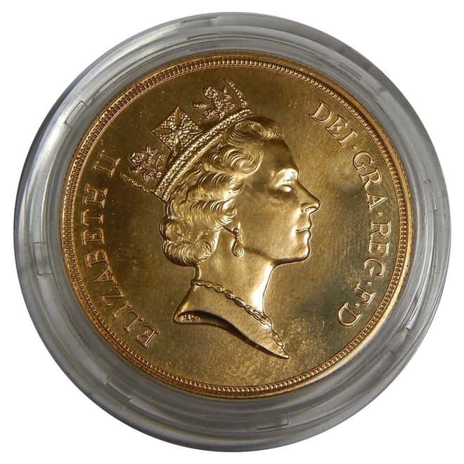 1985 Great Britain Queen Elizabeth II 5 Pound Gold Coin w/Box & COA