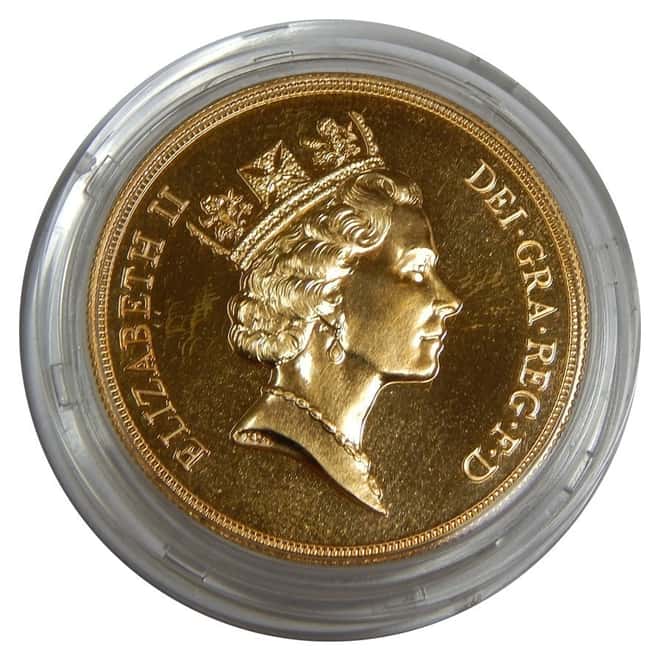 1986 Great Britain Queen Elizabeth II 5 Pound Gold Coin w/Box & COA