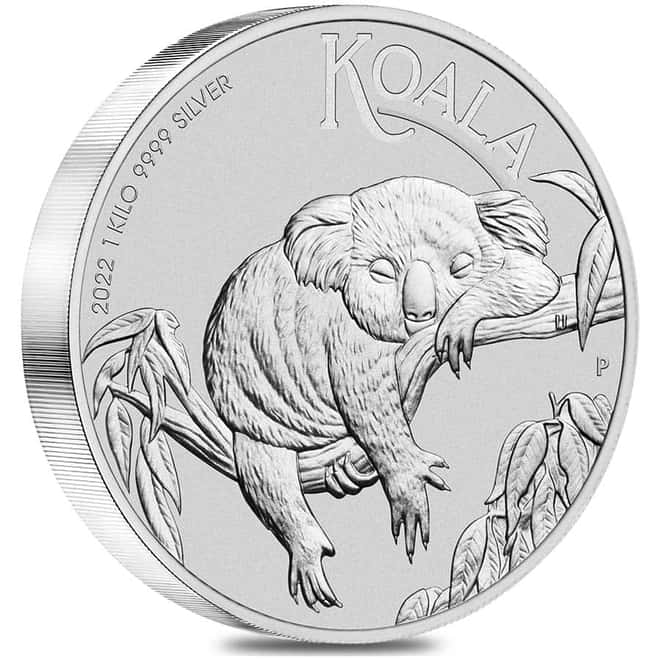 2022 1 Kilo Silver Australian Koala Perth Mint .9999 Fine BU In Cap