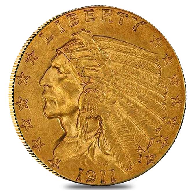 1911 $2.5 Gold Quarter Eagle Indian Head NGC AU Details